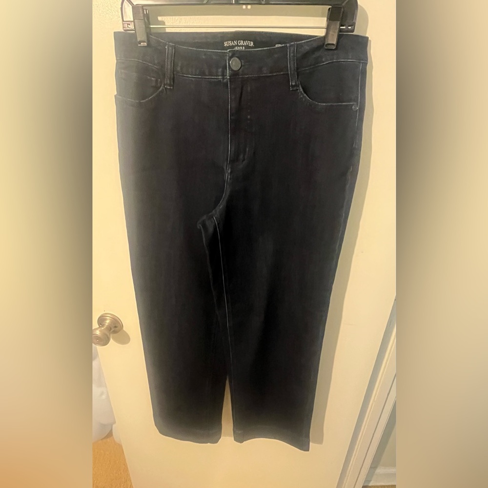 Susan Graver Dark Blue Straight Leg Jeans Size 10
